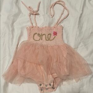 Charming Peach Tulle Bodysuit for Kids
